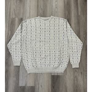 Vintage Shenandoah Sweater Gray Cotton Men Large Long Sleeve Knit Shirt Made USA